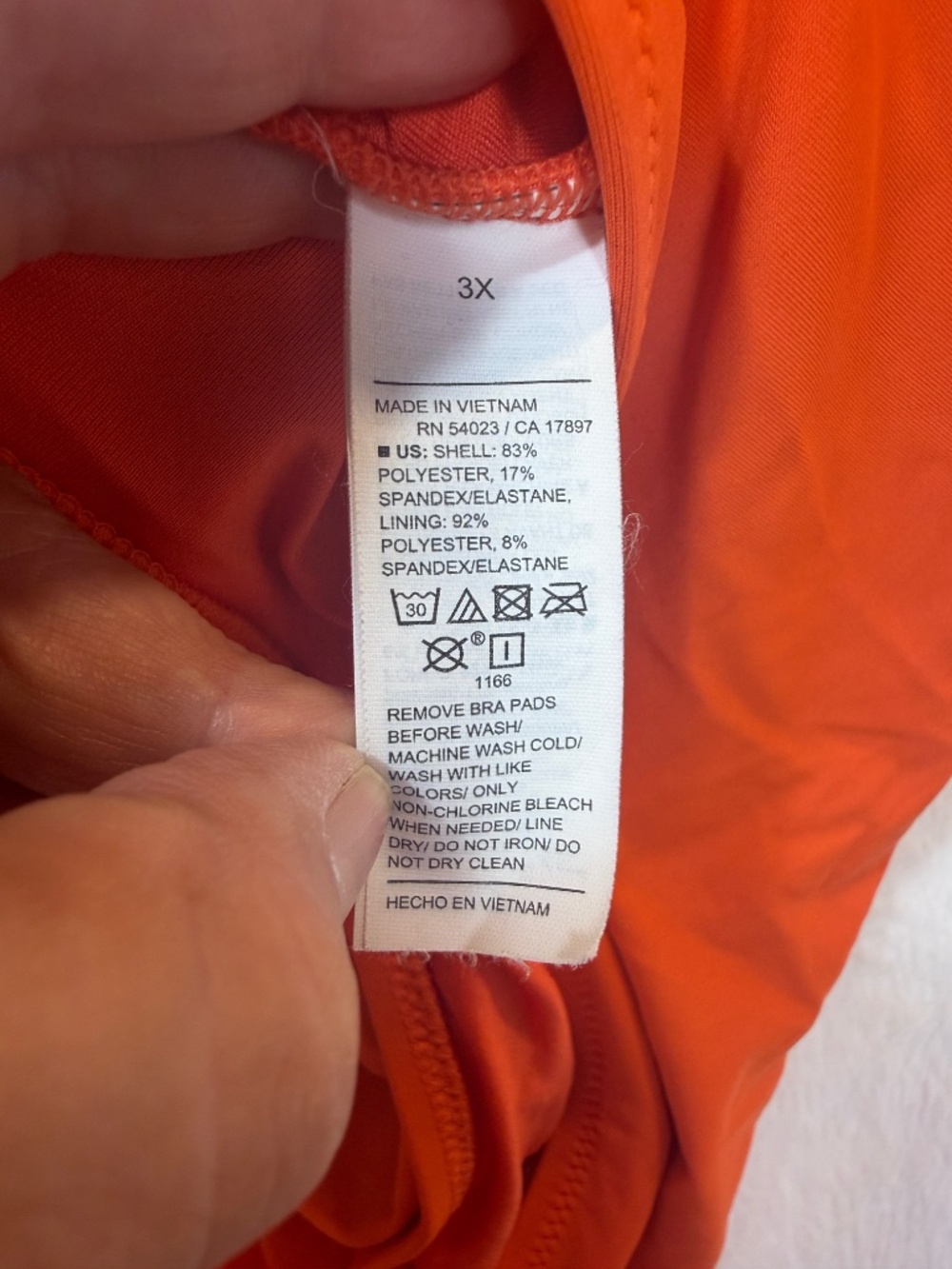 Old Navy Bathing Suit Womens Size 3X Orange One Piece Beach Deep Plunge - Picture 4 of 7